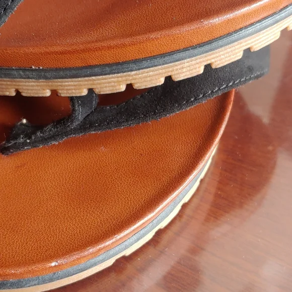 MIA Native Black Fringe Beaded Suede Leather Sandals - Picture 9 of 9